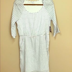 Old navy med gauze white stripe dress NWT